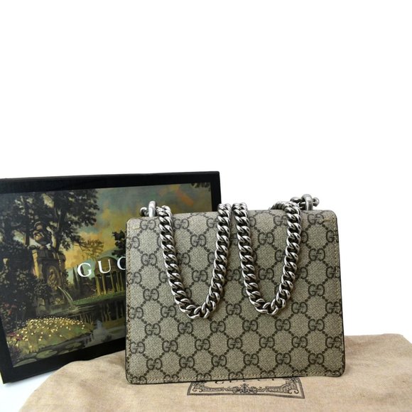 GUCCI  Dionysus Mini GG Supreme Canvas Crossbody Bag Beige - Picture 3 of 11